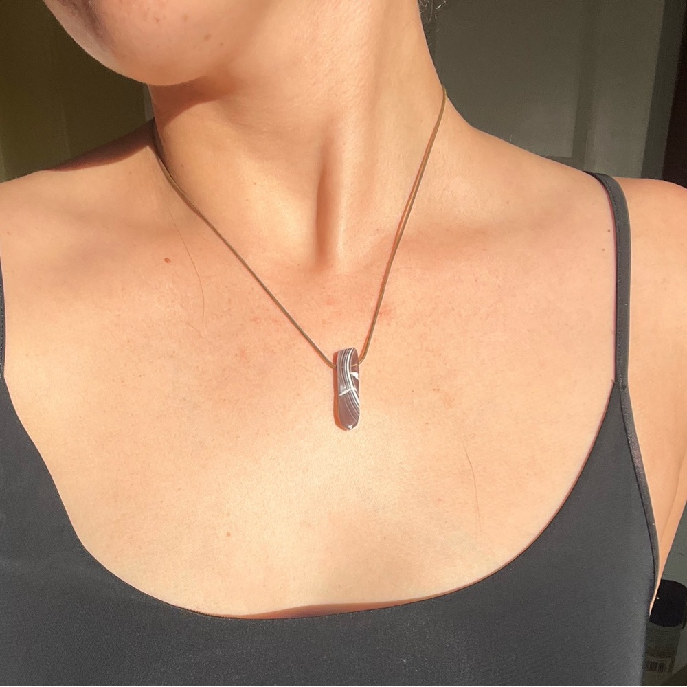 Gold Chain Necklace with Stone Charm